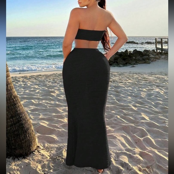 Black bandeau and maxi skirt set | gold hardware details | NWT - Picture 3 of 5